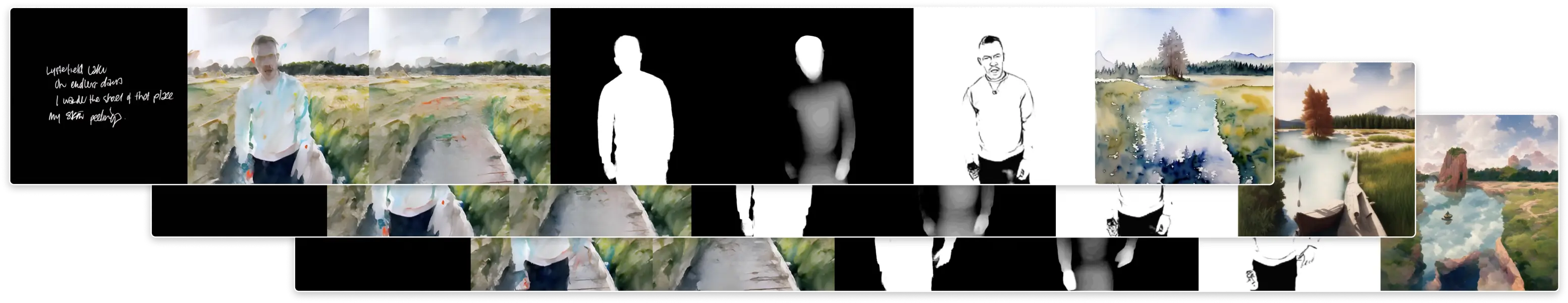 An example of each frame, with the different dream for each.